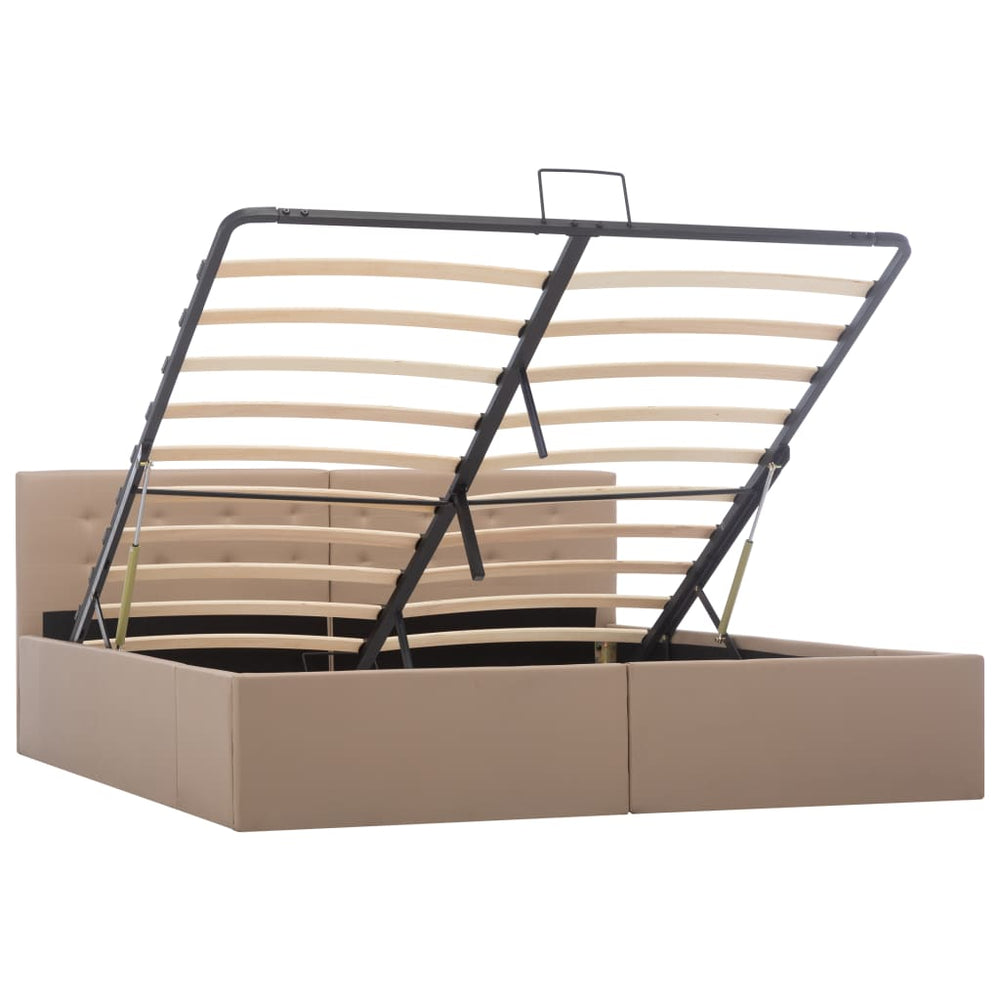 vidaXL Hydraulic Storage Bed Cappuccino Brown Faux Leather 160x200 cm