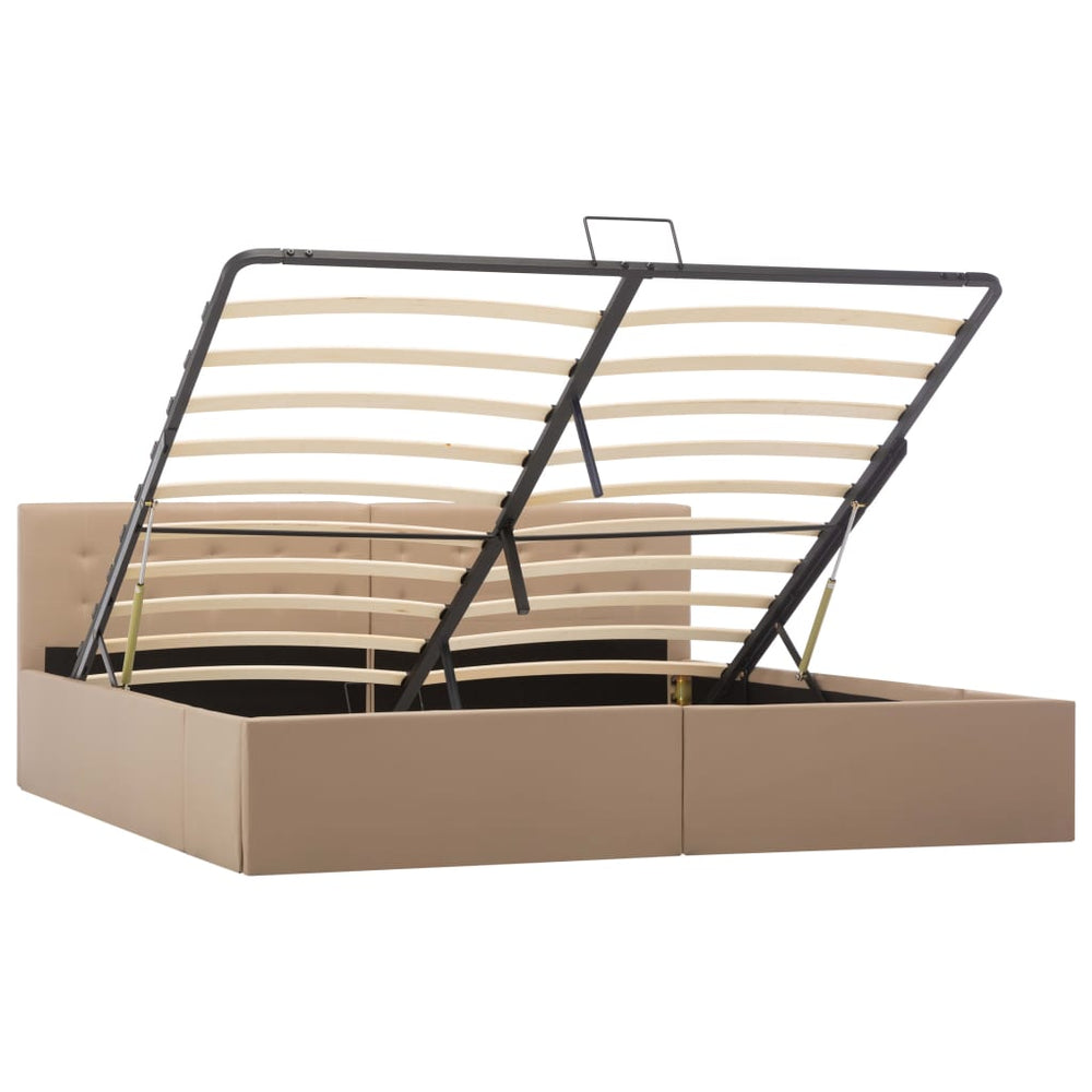 vidaXL Hydraulic Storage Bed Cappuccino Brown Faux Leather 180x200 cm