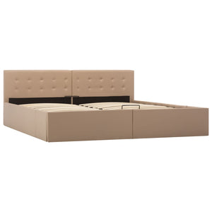 vidaXL Hydraulic Storage Bed Cappuccino Brown Faux Leather 180x200 cm