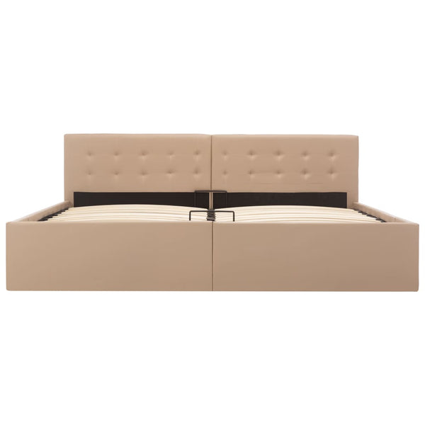 vidaXL Hydraulic Storage Bed Cappuccino Brown Faux Leather 180x200 cm