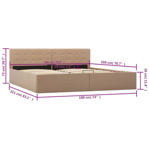 vidaXL Hydraulic Storage Bed Cappuccino Brown Faux Leather 180x200 cm