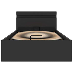 vidaXL Bed with Storage Hydraulic LED Black Faux Leather 90x200cm