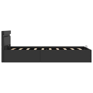 vidaXL Bed with Storage Hydraulic LED Black Faux Leather 90x200cm