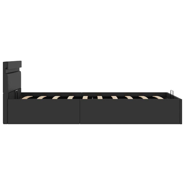 vidaXL Bed with Storage Hydraulic LED Black Faux Leather 90x200cm