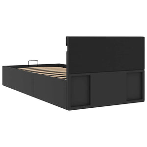 vidaXL Bed with Storage Hydraulic LED Black Faux Leather 90x200cm