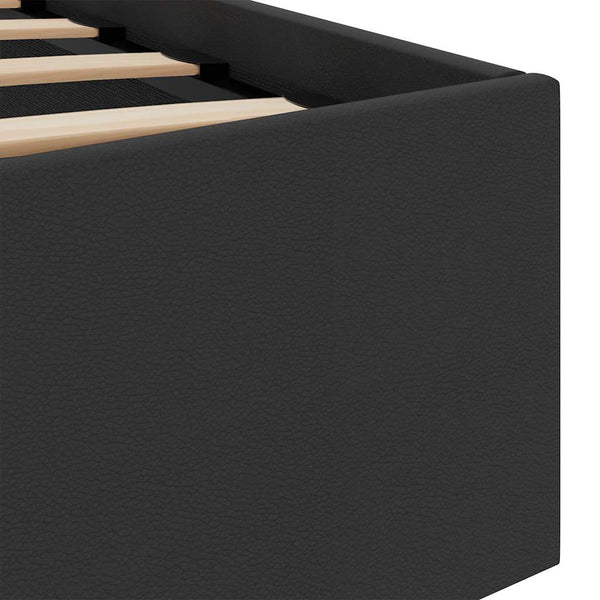 vidaXL Bed with Storage Hydraulic LED Black Faux Leather 90x200cm