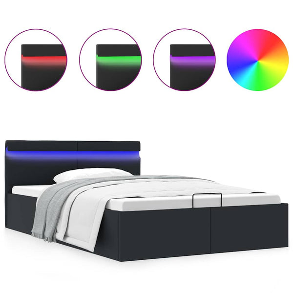 vidaXL Bed with Storage Hydraulic LED Faux Leather 120x200 cm