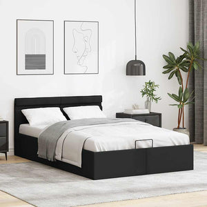 vidaXL Bed with Storage Hydraulic LED Faux Leather 120x200 cm