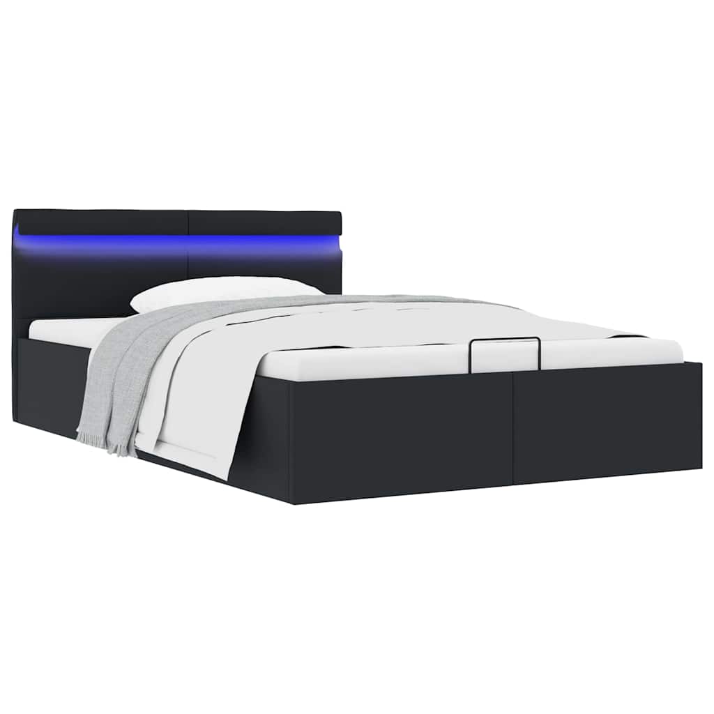 vidaXL Bed with Storage Hydraulic LED Faux Leather 120x200 cm