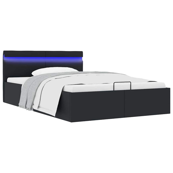 vidaXL Bed with Storage Hydraulic LED Faux Leather 120x200 cm