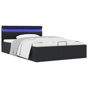 vidaXL Bed with Storage Hydraulic LED Faux Leather 120x200 cm