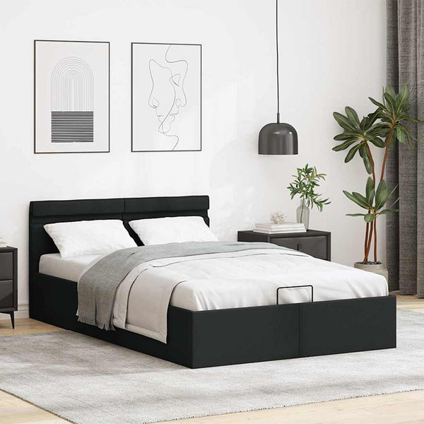 vidaXL Hydraulic LED Faux Leather Storage Bed 140x200 cm