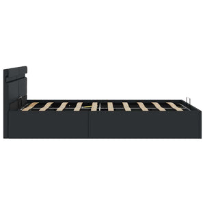 vidaXL Hydraulic LED Faux Leather Storage Bed 140x200 cm