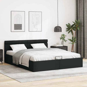 vidaXL Bed with Storage Hydraulic LED Faux Leather 160x200 cm