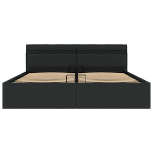 vidaXL Bed with Storage Hydraulic LED Faux Leather 160x200 cm