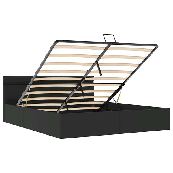 vidaXL Bed with Storage Hydraulic LED Faux Leather 160x200 cm
