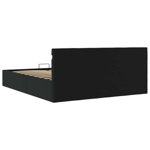 vidaXL Hydraulic Storage Bed with LED Black Faux Leather 180x200 cm