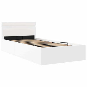 vidaXL Bed with Storage Hydraulic LED White Faux Leather 90x200cm