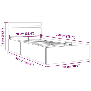 vidaXL Bed with Storage Hydraulic LED White Faux Leather 90x200cm