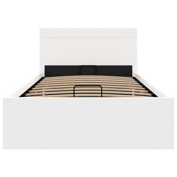 vidaXL Bed with Storage Hydraulic LED White Faux Leather 90x200cm