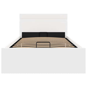 vidaXL Bed with Storage Hydraulic LED White Faux Leather 90x200cm