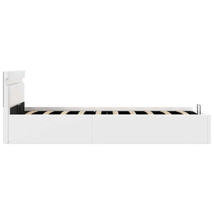 vidaXL Bed with Storage Hydraulic LED White Faux Leather 90x200cm