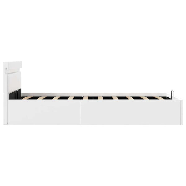 vidaXL Bed with Storage Hydraulic LED White Faux Leather 90x200cm