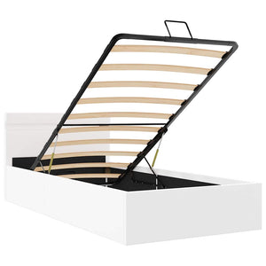 vidaXL Bed with Storage Hydraulic LED White Faux Leather 90x200cm