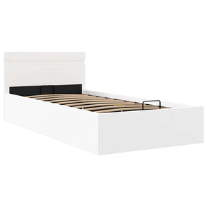 vidaXL Hydraulic LED Storage Bed White Faux Leather 100x200 cm