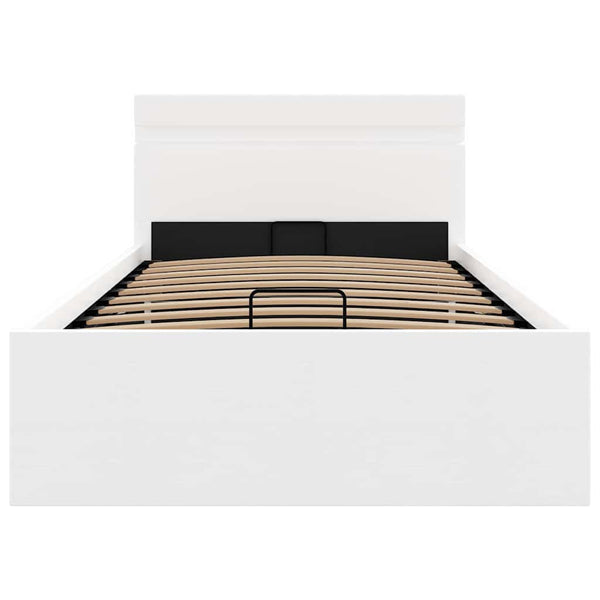 vidaXL Hydraulic LED Storage Bed White Faux Leather 100x200 cm