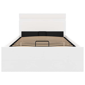 vidaXL Hydraulic LED Storage Bed White Faux Leather 100x200 cm