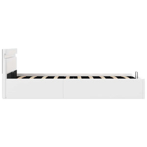 vidaXL Hydraulic LED Storage Bed White Faux Leather 100x200 cm