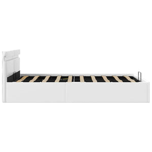 vidaXL Bed with Storage Hydraulic LED White Faux Leather 120x200 cm