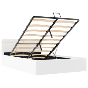 vidaXL Bed with Storage Hydraulic LED White Faux Leather 120x200 cm
