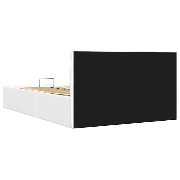 vidaXL Hydraulic LED Faux Leather Bed with Storage White 140x200 cm