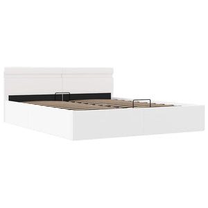 vidaXL Bed with Storage Hydraulic LED White Faux Leather 160x200 cm