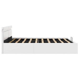 vidaXL Bed with Storage Hydraulic LED White Faux Leather 160x200 cm