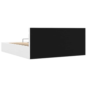 vidaXL Bed with Storage Hydraulic LED White Faux Leather 160x200 cm