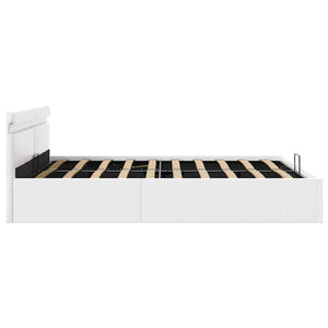 vidaXL Hydraulic LED White Faux Leather Storage Bed 180x200 cm