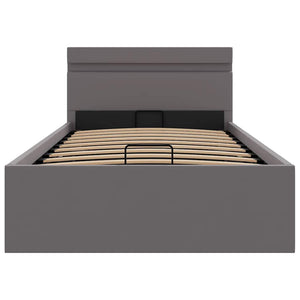 vidaXL Bed with Storage Hydraulic LED Grey Faux Leather 90x200 cm