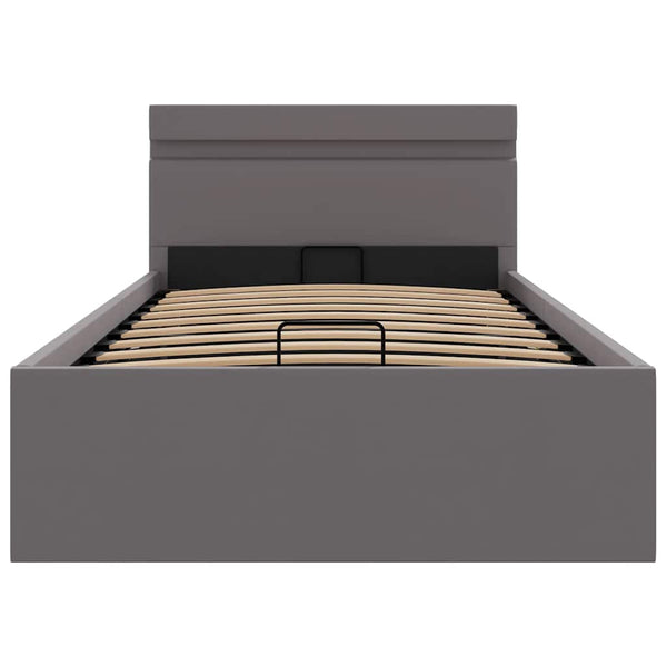 vidaXL Bed with Storage Hydraulic LED Grey Faux Leather 90x200 cm