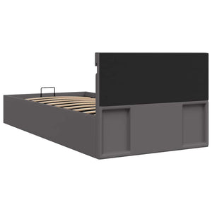 vidaXL Bed with Storage Hydraulic LED Grey Faux Leather 90x200 cm