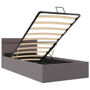 vidaXL Bed with Storage Hydraulic LED Grey Faux Leather 90x200 cm