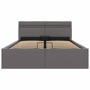 vidaXL Bed with Storage Hydraulic LED Grey Faux Leather 120x200 cm