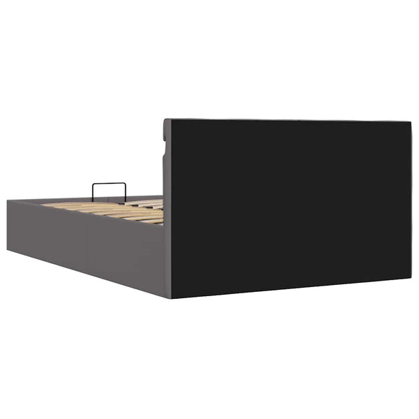 vidaXL Bed with Storage Hydraulic LED Grey Faux Leather 120x200 cm