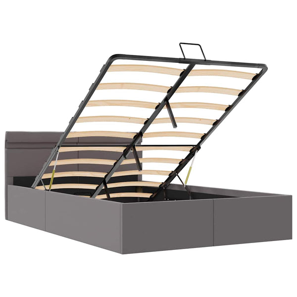 vidaXL Bed with Storage Hydraulic LED Grey Faux Leather 120x200 cm