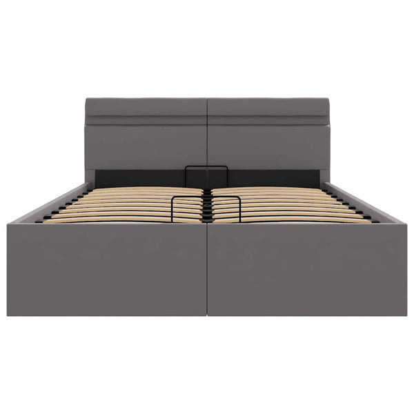 vidaXL Bed with Storage Hydraulic LED Grey Faux Leather 140x200 cm