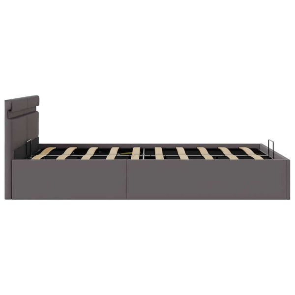 vidaXL Bed with Storage Hydraulic LED Grey Faux Leather 140x200 cm