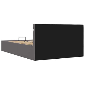 vidaXL Bed with Storage Hydraulic LED Grey Faux Leather 140x200 cm