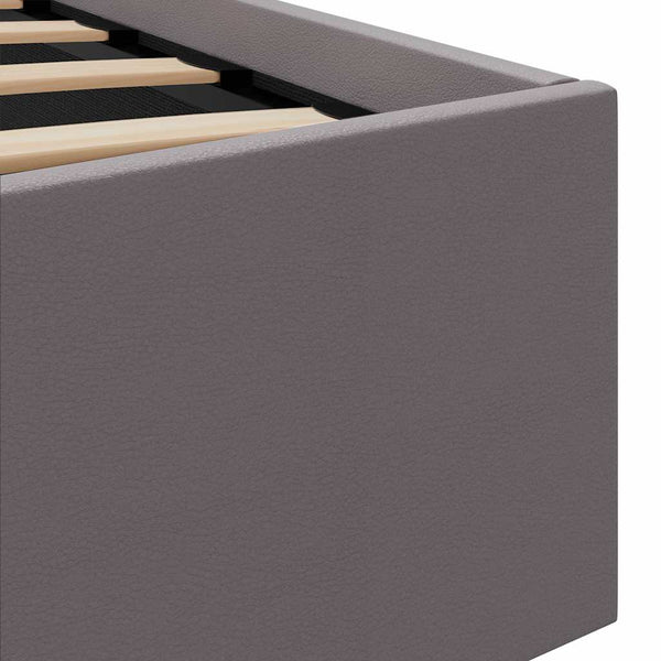vidaXL Bed with Storage Hydraulic LED Grey Faux Leather 140x200 cm